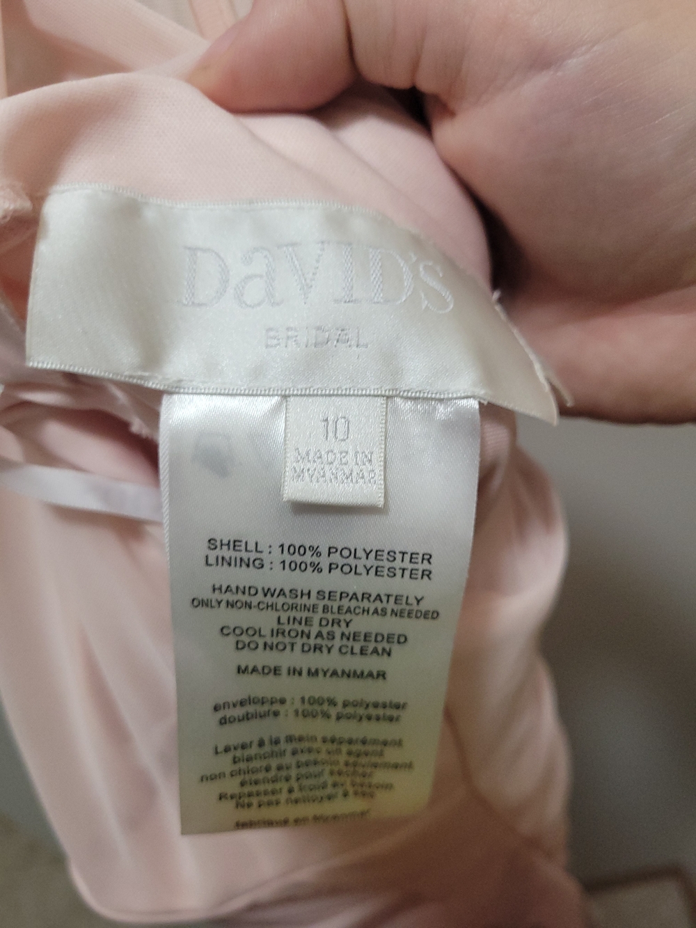 David's Bridal Blush Pink Polyester Dress - Picture 3 of 3